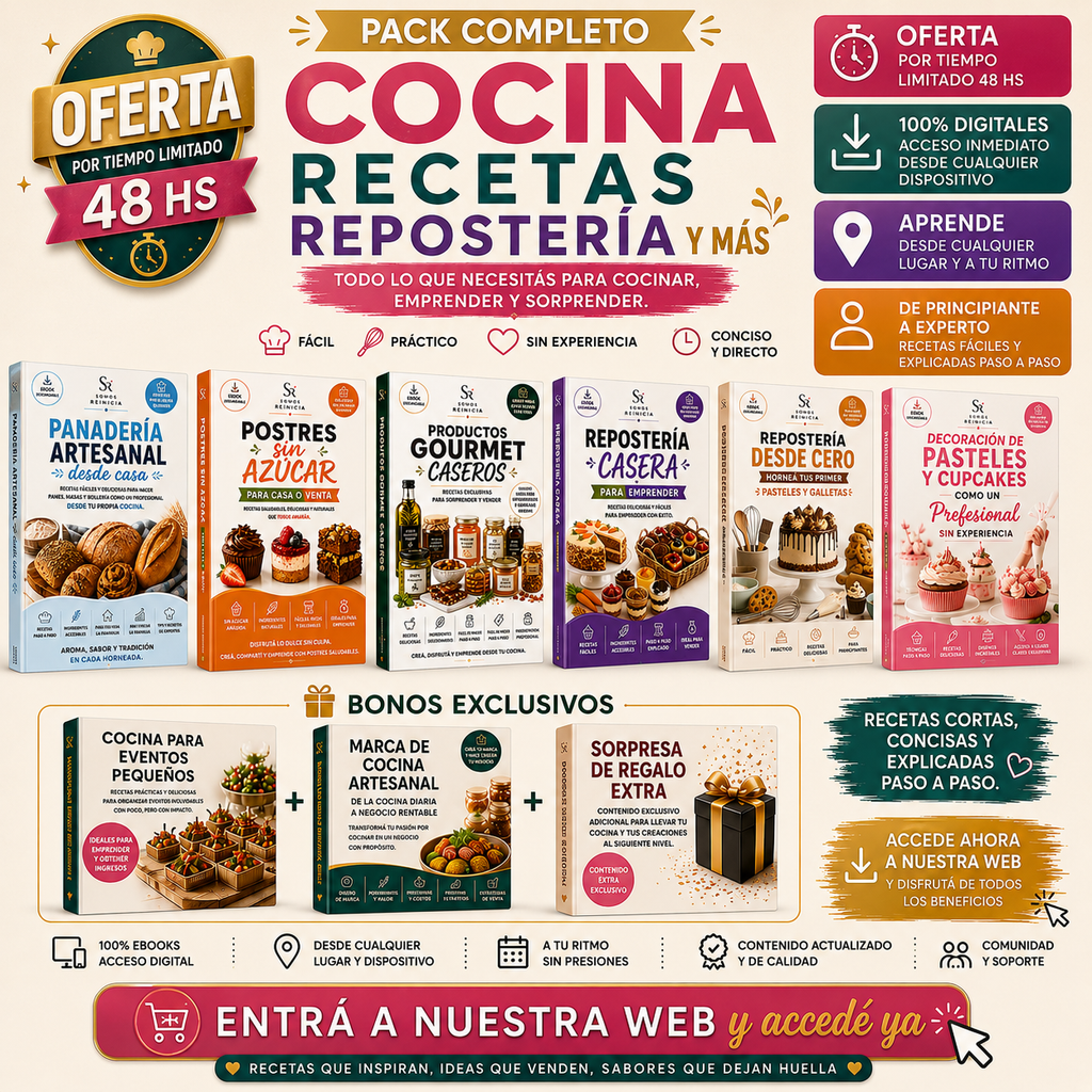 OFERTA PACK COCINA RECETAS REPOSTERÍA
