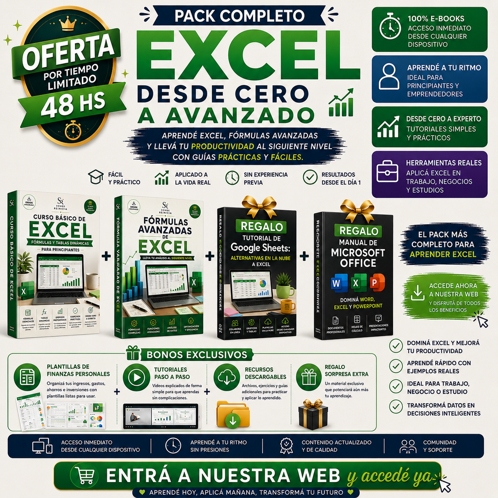 PACK OFERTA CURSO EXCEL COMPLETO